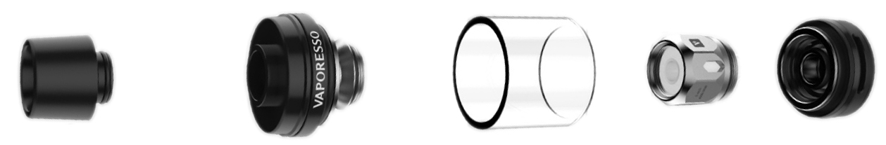 Clearomizer Vaporesso NRG SE a jeho jednotlivé díly