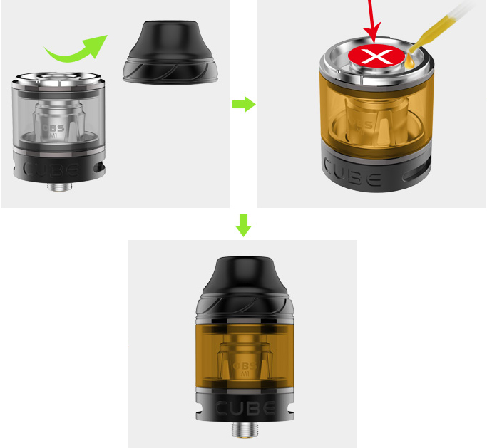 Snadné plnění a jednoduchá regulace přívodu vzduchu gripu OBS Cube Grip OBS Cube s regulací přívodu vzduchu