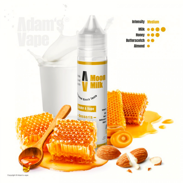Příchuť Adam's Vape Moon Milk - Mléko, med, karamel, whisky, mandle (12 ml)