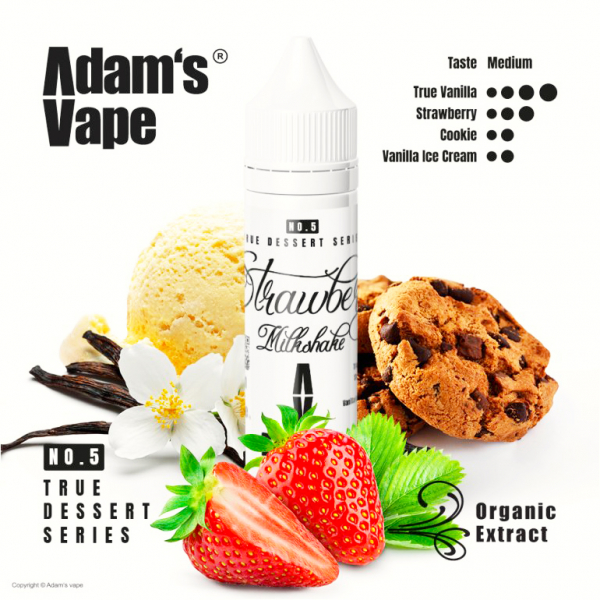 Příchuť Adam's Vape Strawberry Milkshake - Jahodový milkshake, vanilka, sušenky