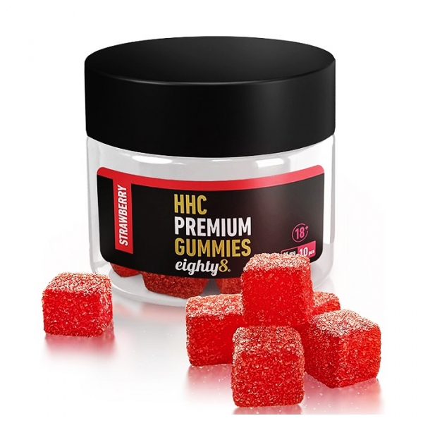 Eighty8 HHC Edibles 25% HHC Gummies Strawberry - Jahoda (10 ks)