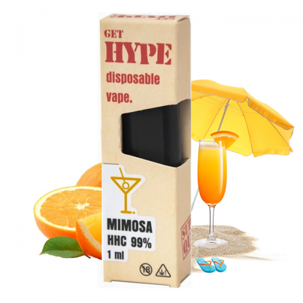 Vaporizační pero Get Hype HHC, 99% HHC Mimosa - Šampaňské, pomerančový džus  (1 ml)