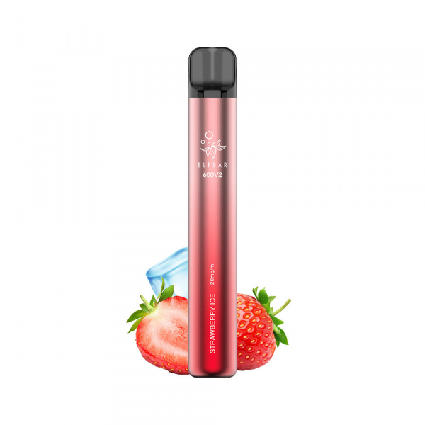 Elf Bar 600 V2 Strawberry Ice jednorázová elektronická cigareta (Ledová jahoda) 20 mg
