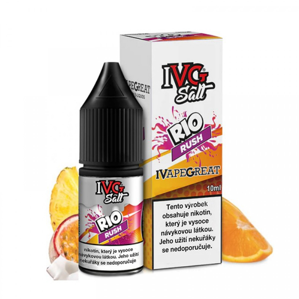 E-liquid IVG SALT Rio Rush - Pomeranč, ananas, ban&aacute;n, marakuja (10 ml)