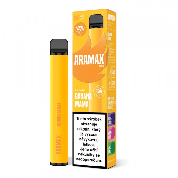 Aramax Bar 700 Banana Mama jednor&aacute;zov&aacute; elektronick&aacute; cigareta (Ban&aacute;n)