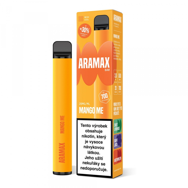Aramax Bar 700 Mango Me jednor&aacute;zov&aacute; elektronick&aacute; cigareta (Mango)