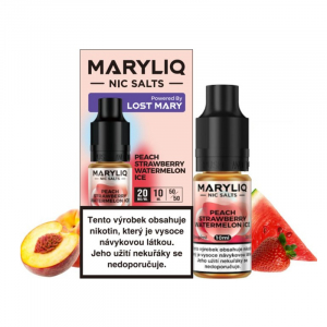 E-liquid MARYLIQ Nic SALT Peach Strawberry Watermelon Ice - Ledová broskev, jahoda, vodní meloun (10 ml)