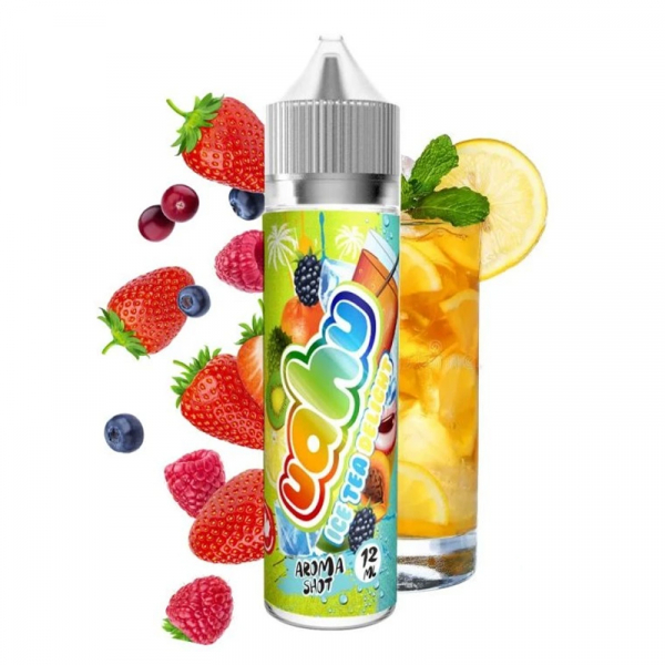 Příchuť UAHU Shake and Vape Ice Tea Delight - Ledový čaj, broskev, liči, kiwi, ostružina, citrón (12 ml)