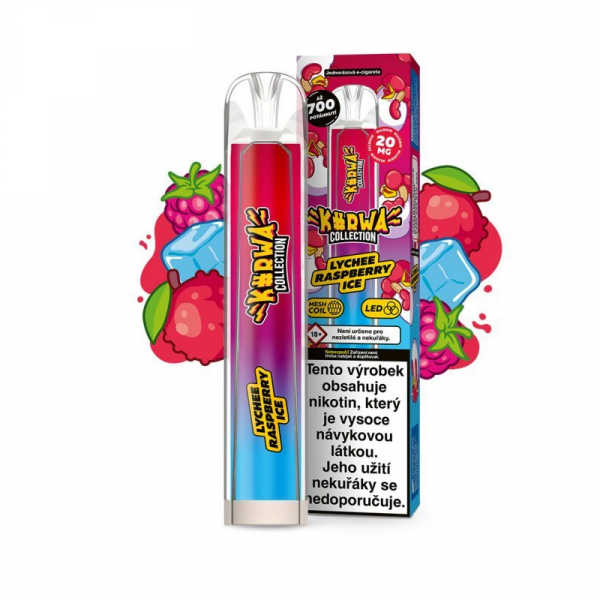 Kurwa Collection jednorázová elektronická cigareta Lychee Raspberry Ice - Ledové liči, malina
