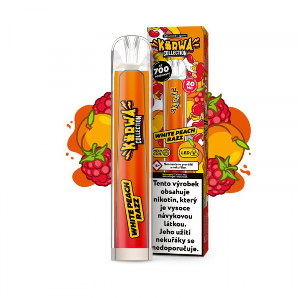 Kurwa Collection jednorázová elektronická cigareta White Peach Razz - Broskev, malina