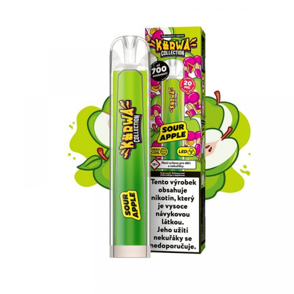 Kurwa Collection jednorázová elektronická cigareta Sour Apple - Kyselé jablko