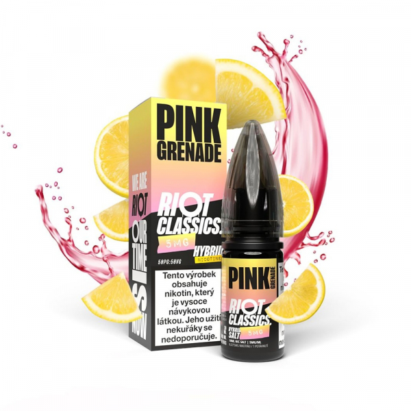 E-liquid RIOT Hybrid Salt Pink Grenade - Citronovo-jahodová limonáda (10 ml)