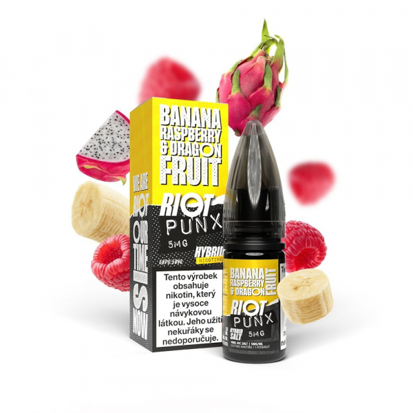 E-liquid RIOT Hybrid Salt Banana Raspberry & Dragon Fruit - Banán, malina, dračí ovoce (10 ml)