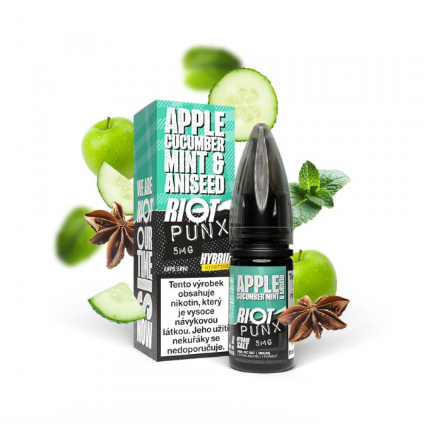 E-liquid RIOT Hybrid Salt Apple Cucumber Mint & Aniseed - Jablko, okurka, máta, anýz (10 ml)