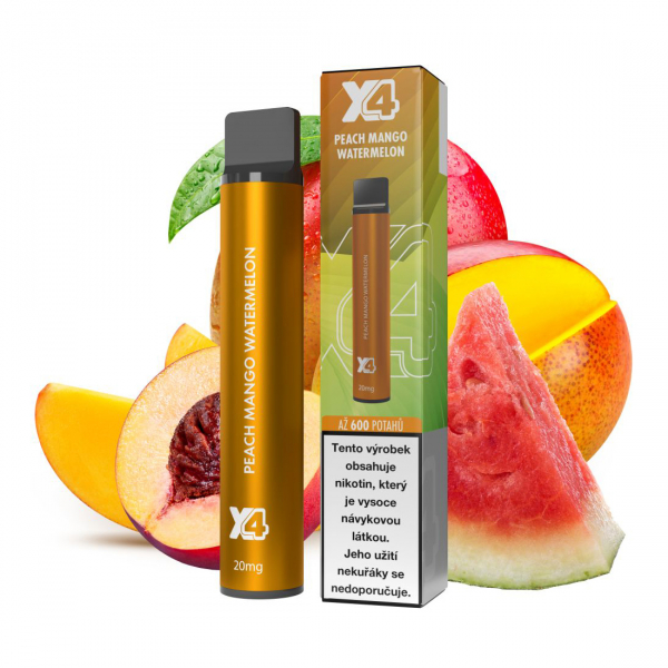 X4 Bar Peach Mango Watermelon jednorázová elektronická cigareta - Broskev, mango, vodní meloun