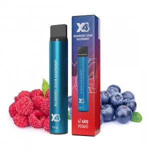 X4 Bar Blueberry Sour Raspberry  jednorázová elektronická cigareta BEZ NIKOTINU - Kyselá borůvka, malina