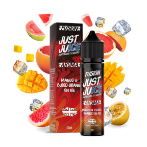 Příchuť Just Juice Fusion Mango Blood Orange On Ice - Červený pomeranč, mango a marakuja