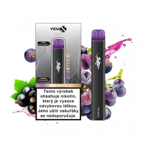 VENIX Max elektronická cigareta 400 mAh Black Grape - Hroznové víno, černý rybíz (20 mg)