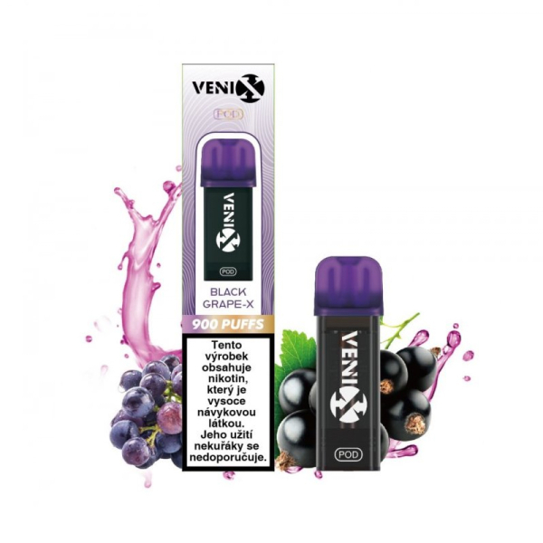 VENIX Max předplněná cartridge Black Grape-X - Hroznové víno, černý rybíz (20 mg)