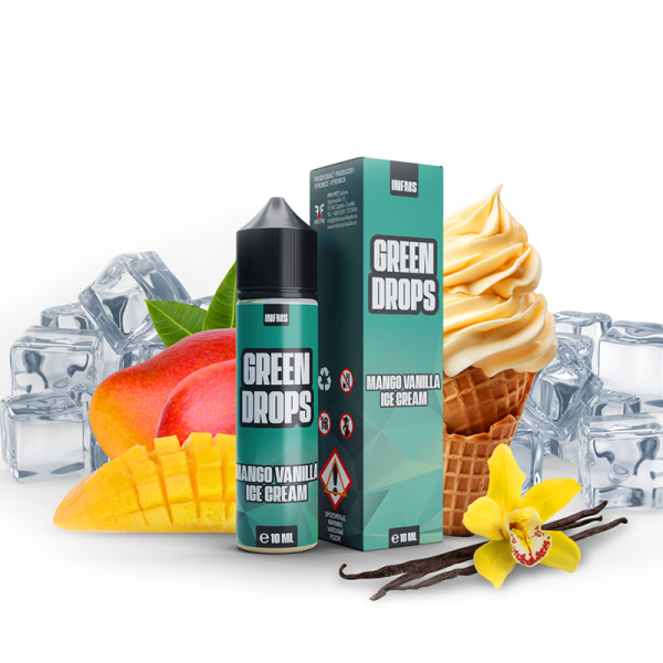 Příchuť Infamous Green Drops - Mangová zmrzlina, vanilka, máta