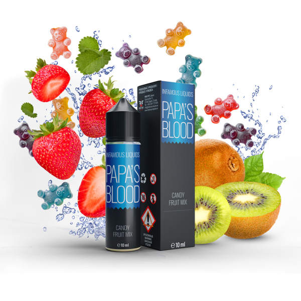Příchuť Infamous Originals Papa Smurf's Blood - Jahoda, kiwi, gumoví medvídci