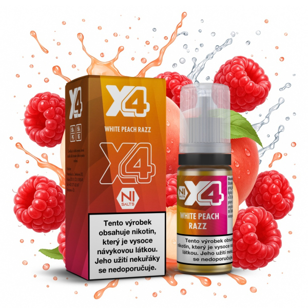 E-liquid X4 Bar Salt White Peach Razz - Bílá broskev, malina