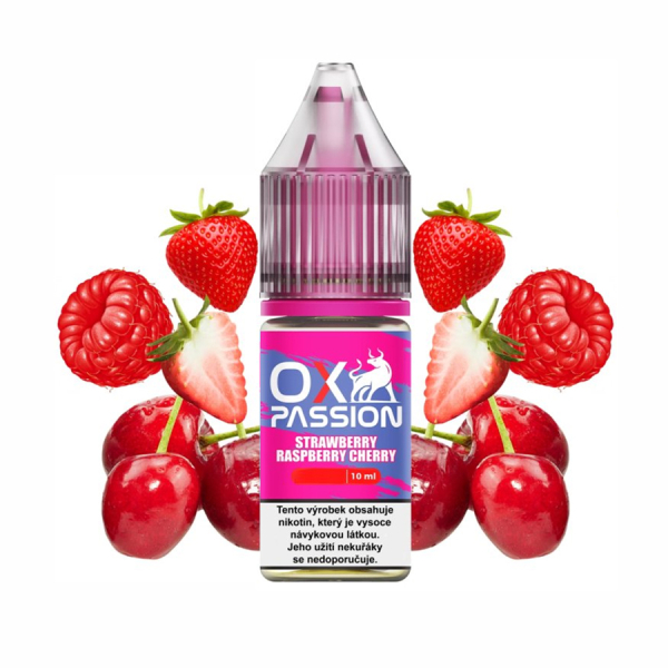 E-liquid OXVA Ox Passion Salts Strawberry Raspberry Cherry - Jahoda, malina, třešeň