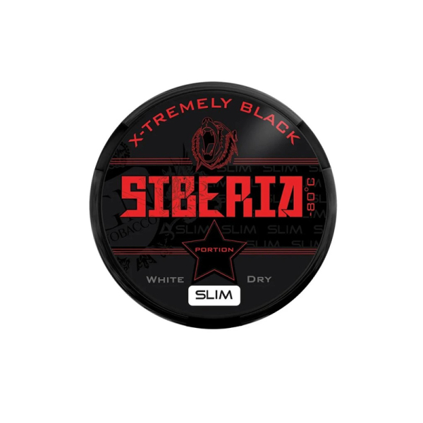 Nikotinové sáčky SIBERIA X-tremely Black White Dry Slim - Silný tabák (43 mg)
