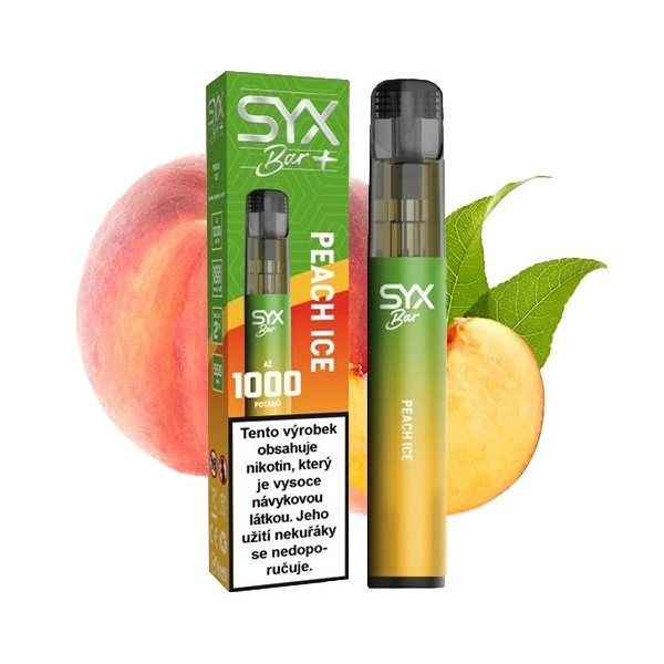 SYX Bar jednor&aacute;zov&aacute; elektronick&aacute; cigareta Peach Ice - Ledov&aacute; broskev