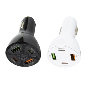 Nabíječka do auta QC Charge PD 20 W 4-Port - kulatá