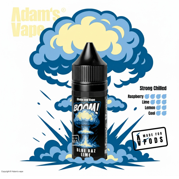 Příchuť Adam's Vape Boom Blue Raz Lime - Modrá malina, citrusy