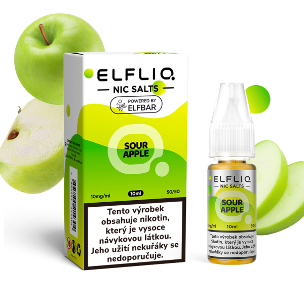 E-liquid ELF BAR ELFLIQ Nic SALT Sour Apple - Kysel&eacute; jablko (10 ml)
