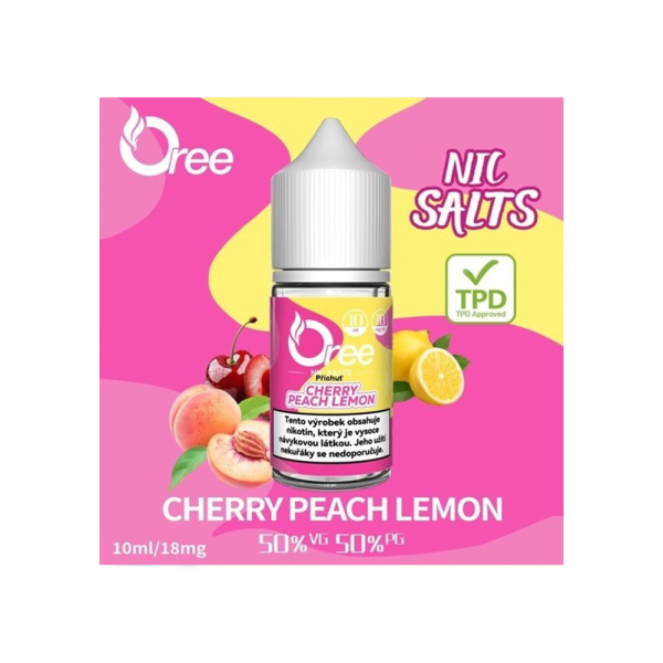 E-liquid OREE Salt Cherry Peach Lemon - Tře&scaron;eň, broskev, citron