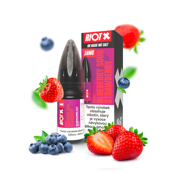 E-liquid Riot X Salt Blueberry Sour Strawberry - Kysel&aacute; borůvka, jahoda