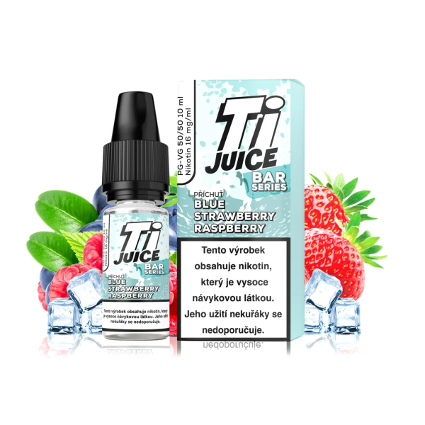E-liquid TI Juice Bar Series Blue Strawberry Raspberry Nic Salt - Borůvka, jahoda, malina