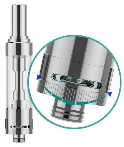 Clearomizer iSmoka-Eleaf GS AIR 2 umožňuje regulaci přívodu vzduchu Regulace přívodu vzduhu clearomizer iSmoka-Eleaf GS AIR 2