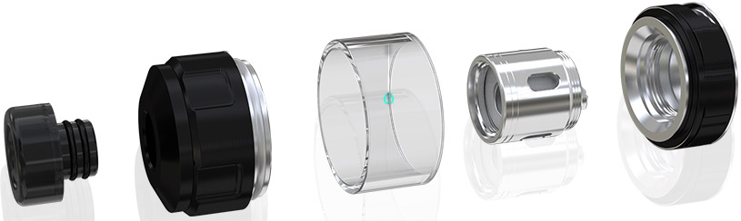 Jednotlivé části Clearomizeru Wismec GNOME Evo