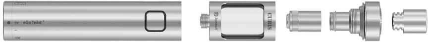 Jednotlivé díly elektronické cigarety Joyetech eGo Twist+ Sestavení elektronické cigarety Joyetech eGo Twist+