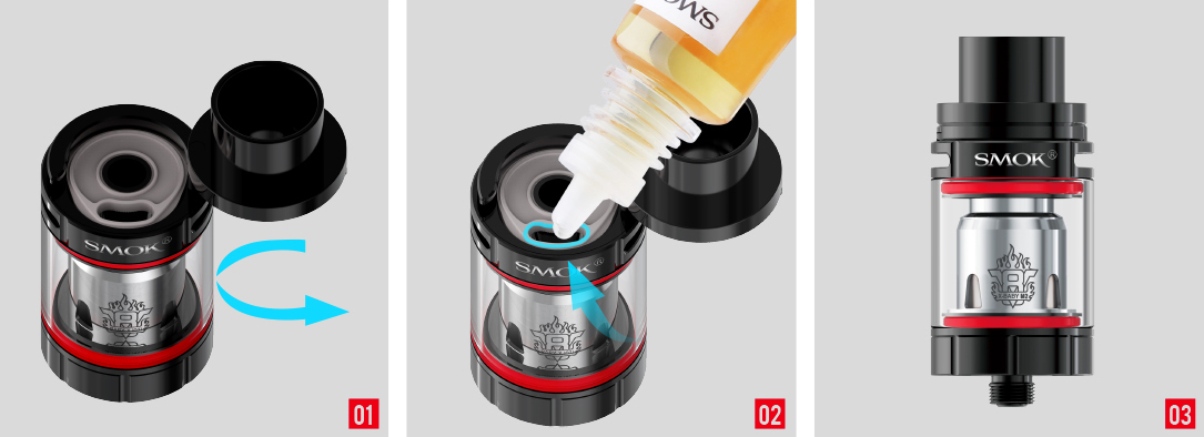 Postup plnění e-liquidu elektronická cigareta Smoktech Stick X8