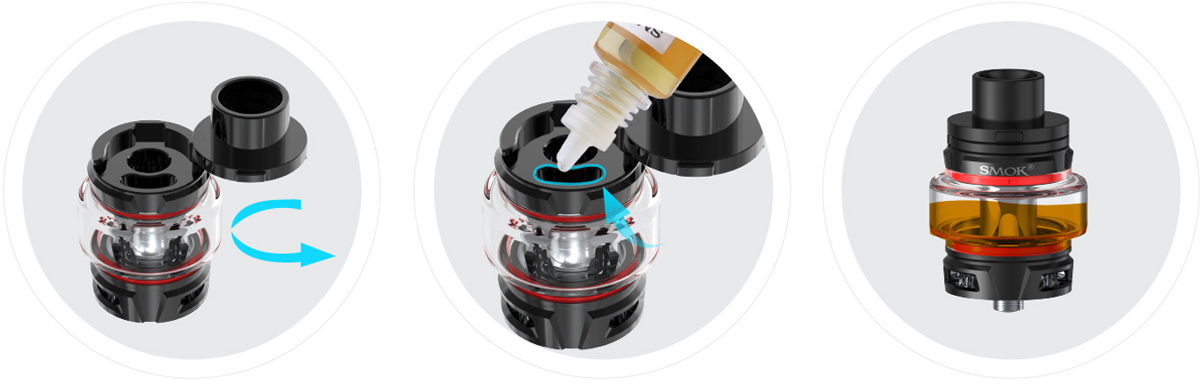 Postup plnění e-liquidu elektronická cigareta Smoktech Stick V9