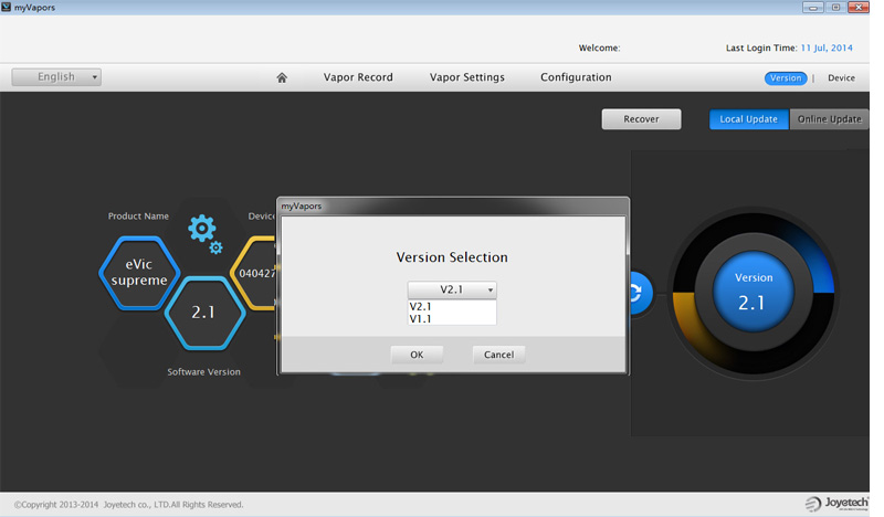 Joyetech eVic Supreme aktualizace firmware