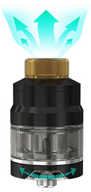 Regulace přívodu vzduchu Clearomizeru Wismec Gnome