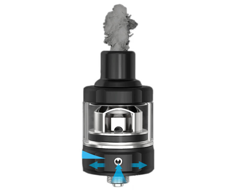 Regulace přívodu vzduchu na clearomizeru AP u gripu Vandy Vape AP