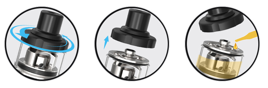 Jednoduché plnění clearomizeru u gripu Vandy Vape AP